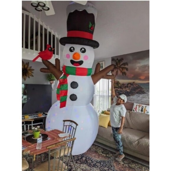 12FT Christmas Outdoor Decorations Giant Inflatable Snowman Cardinal Christmas